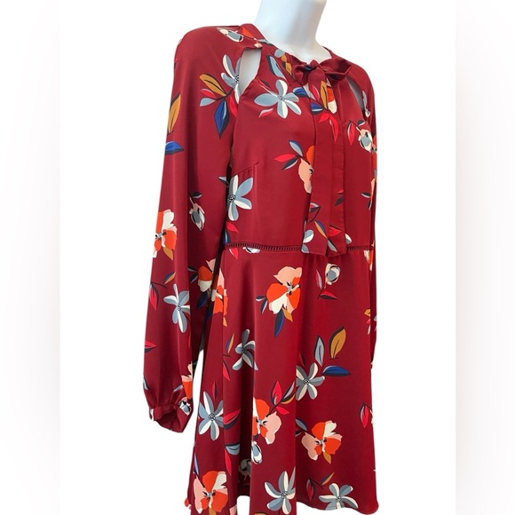 Abercrombie & Fitch floral long sleeve maroon flared flowy whimsigoth size Small - Picture 2 of 8